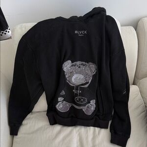 Men's Black Graphic Hoodie - Teddy Bear Print